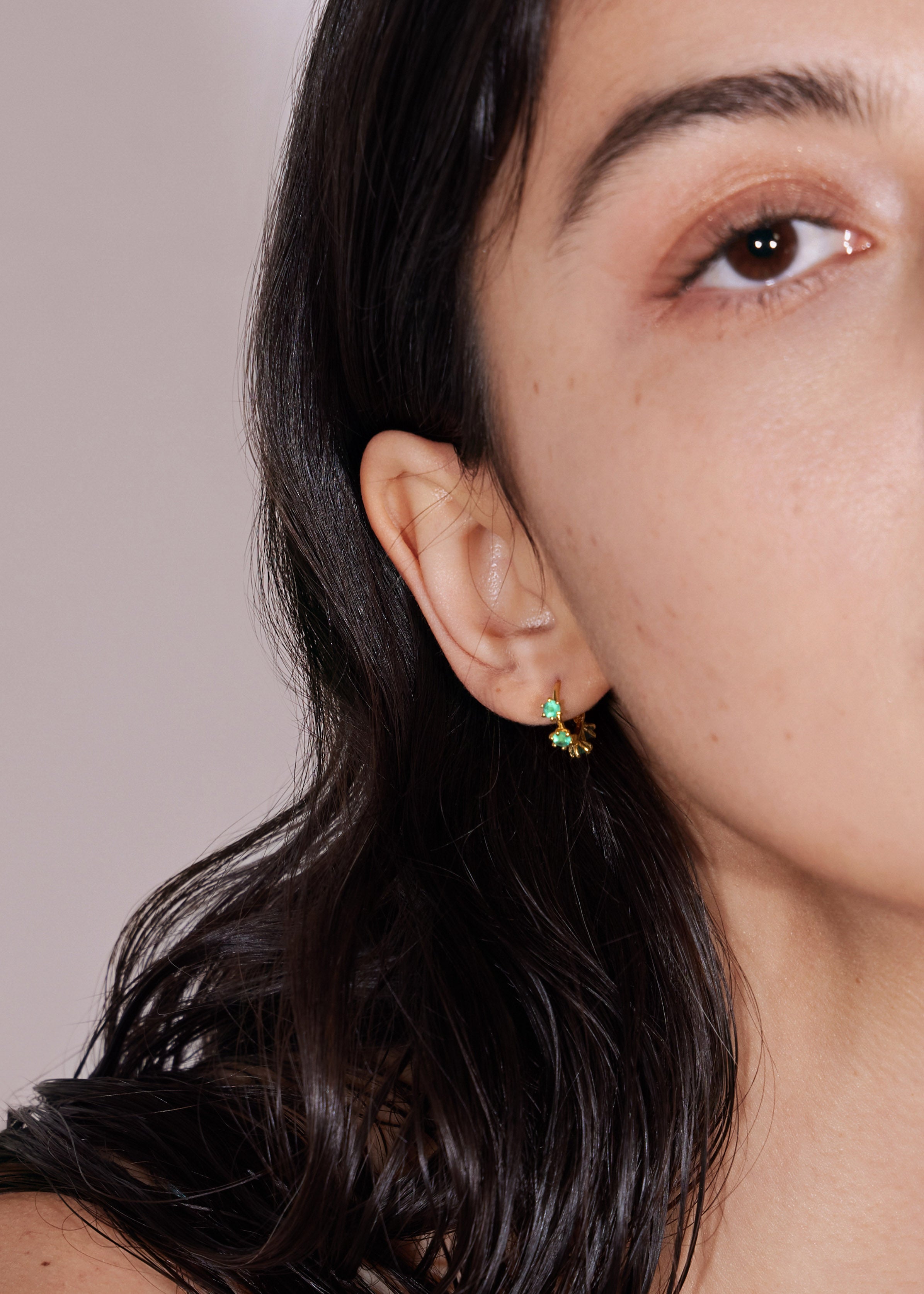 Evergreen Huggie Hoops