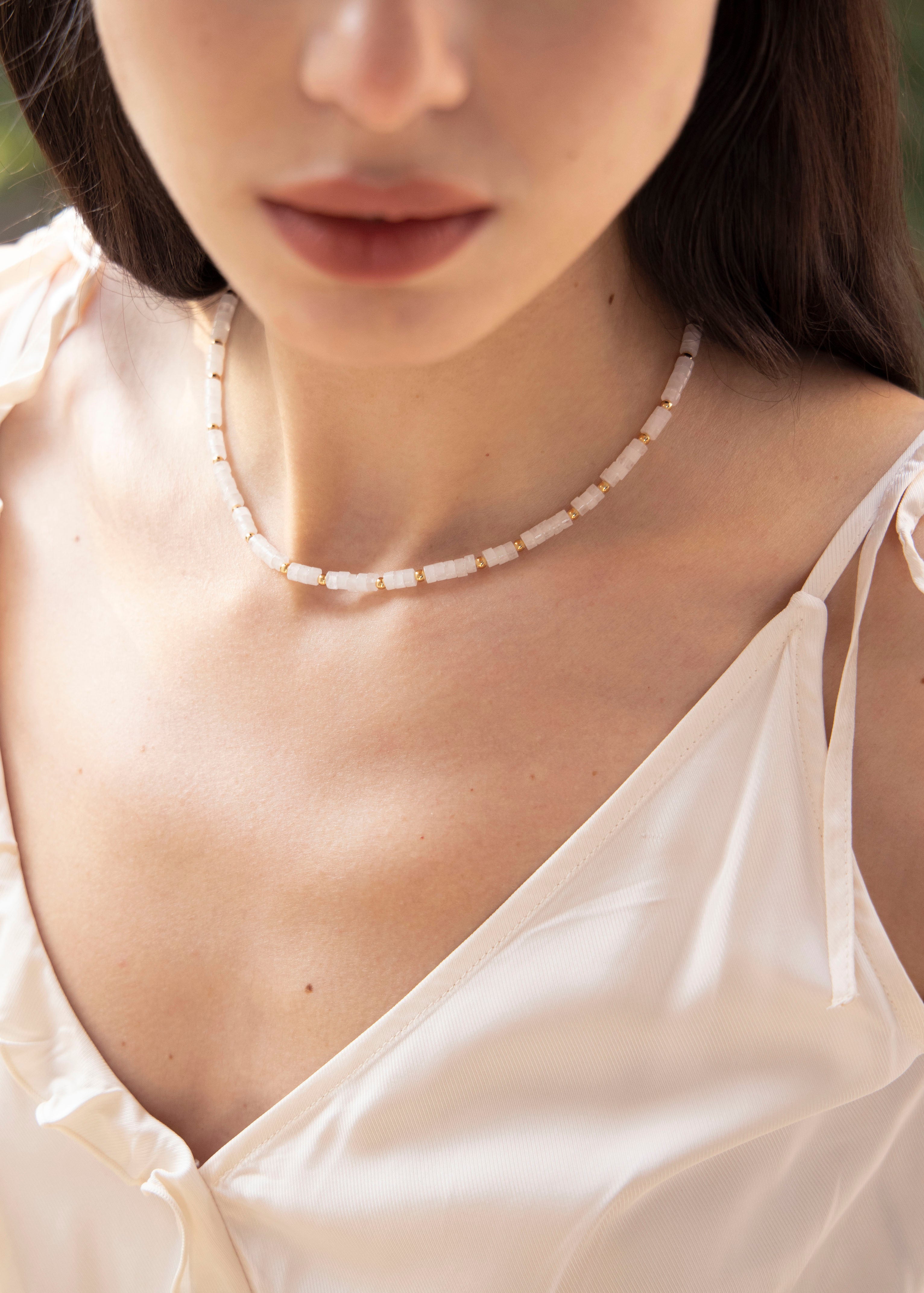 White Quartz Bead Necklace