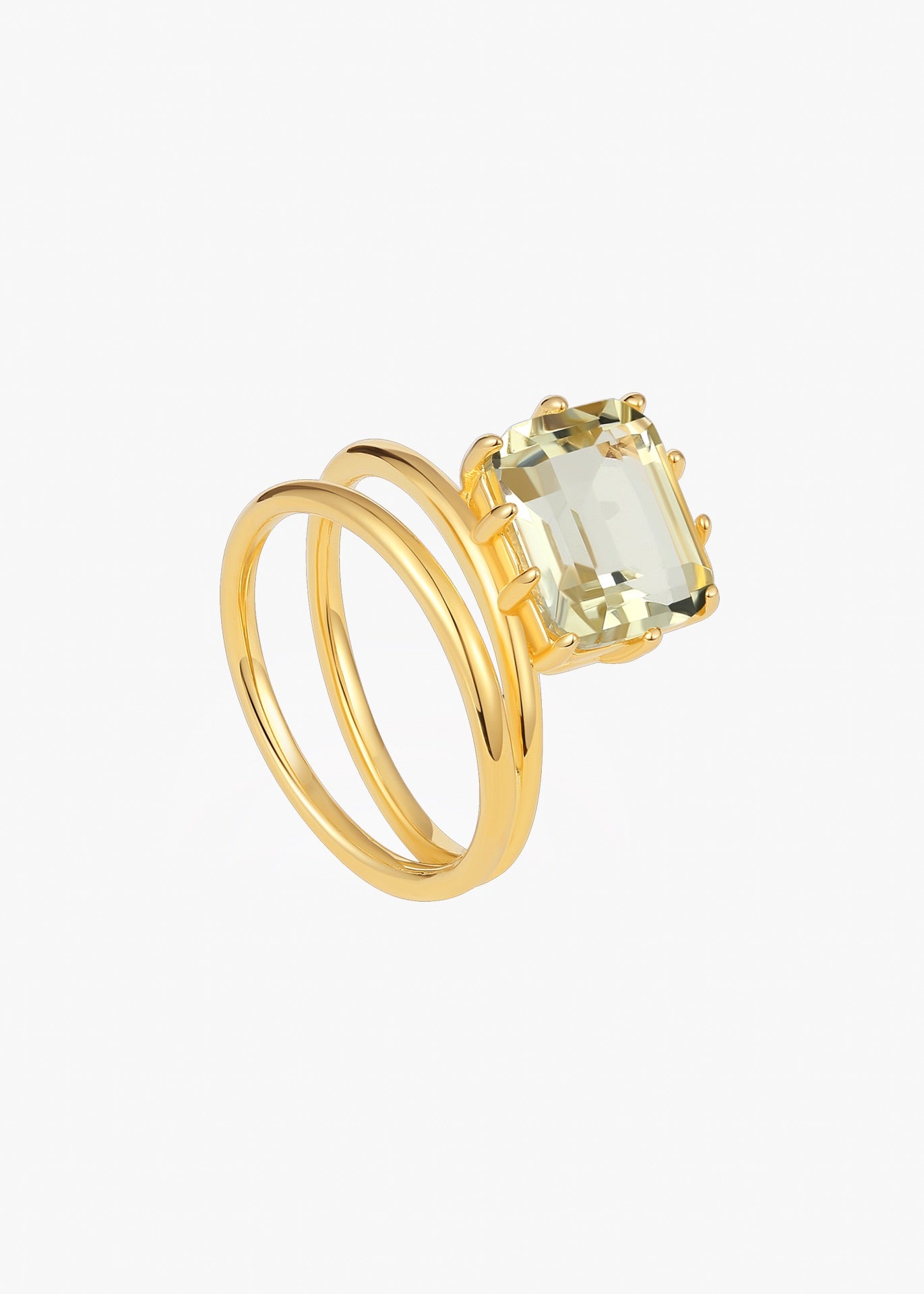 Twin Orbit Statement Ring ｜ Lemon Quartz