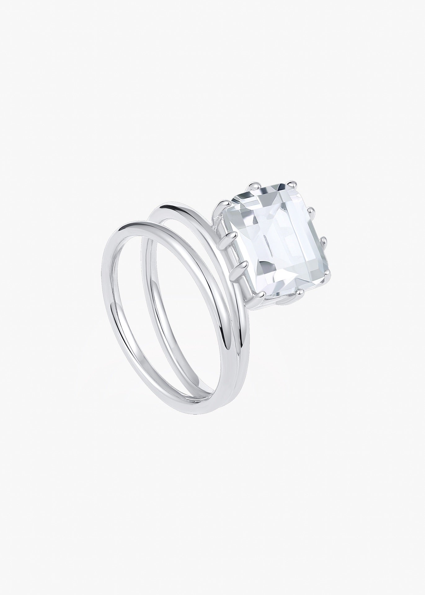 Twin Orbit Statement Ring ｜Clear Topaz