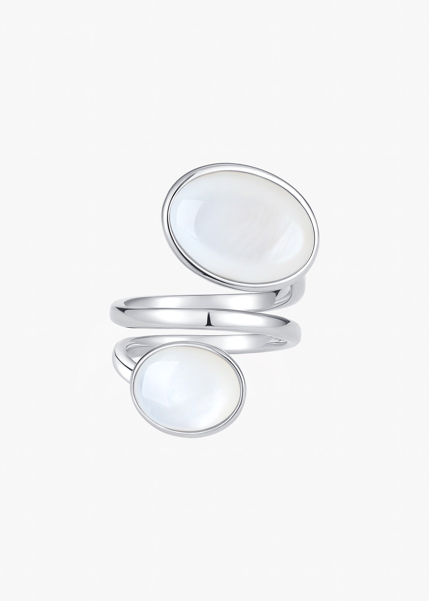 Dual Gem Spiral Ring | Mother-of-Pearl