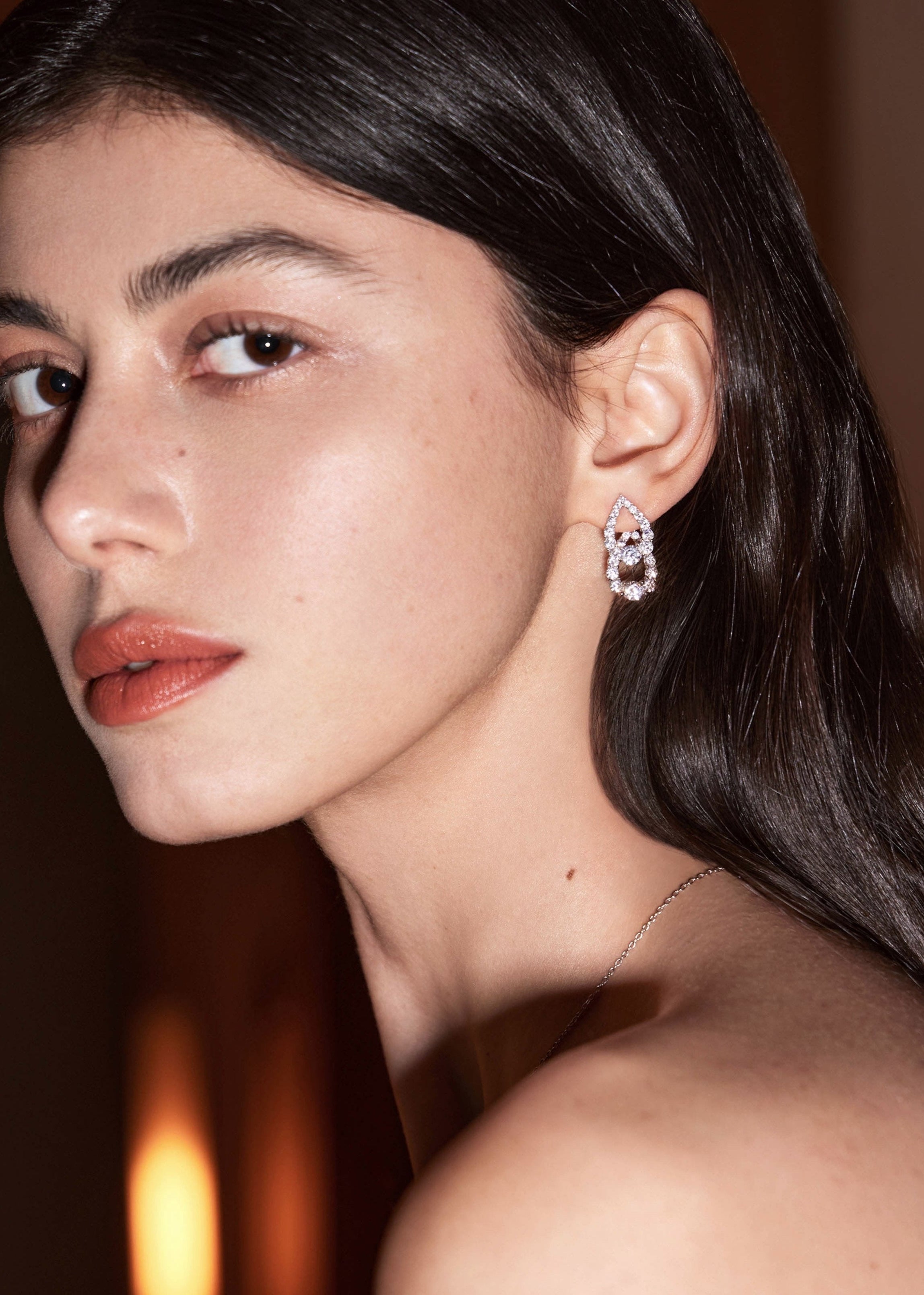 Teardrop Double Layer Earrings